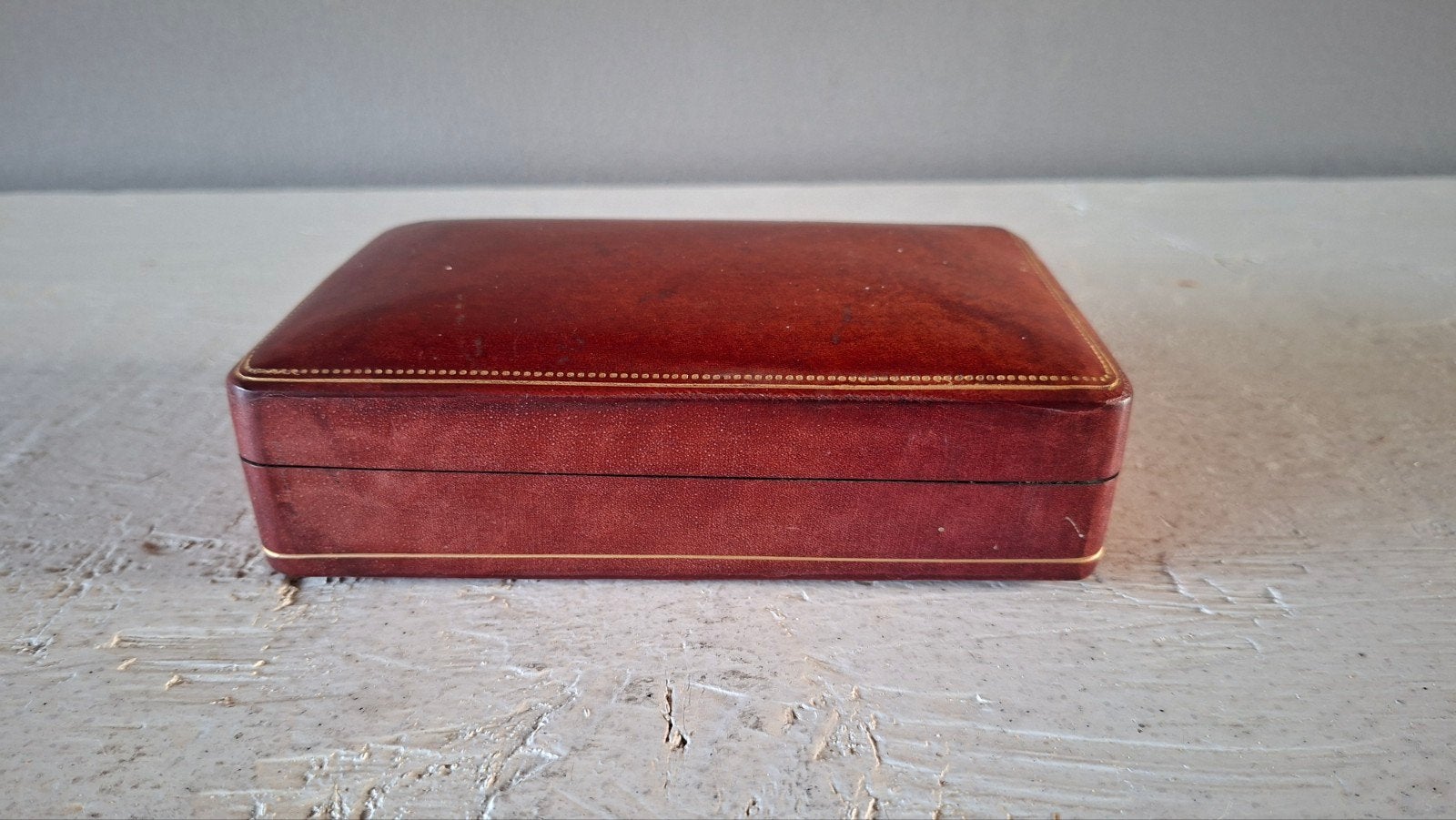 Vintage Italiaanse Leren Doos - Florentijns Handwerk, Antiek en Kunst, Ophalen of Verzenden