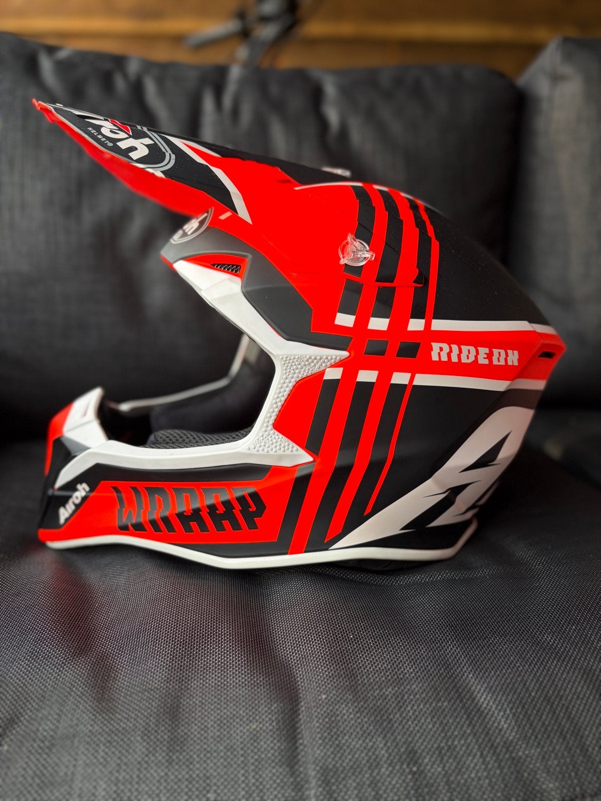 Airoh WRAAP Offroadhelm - Oranje maat S/55/56, Motoren, Ophalen of Verzenden, L, Tweedehands, Heren