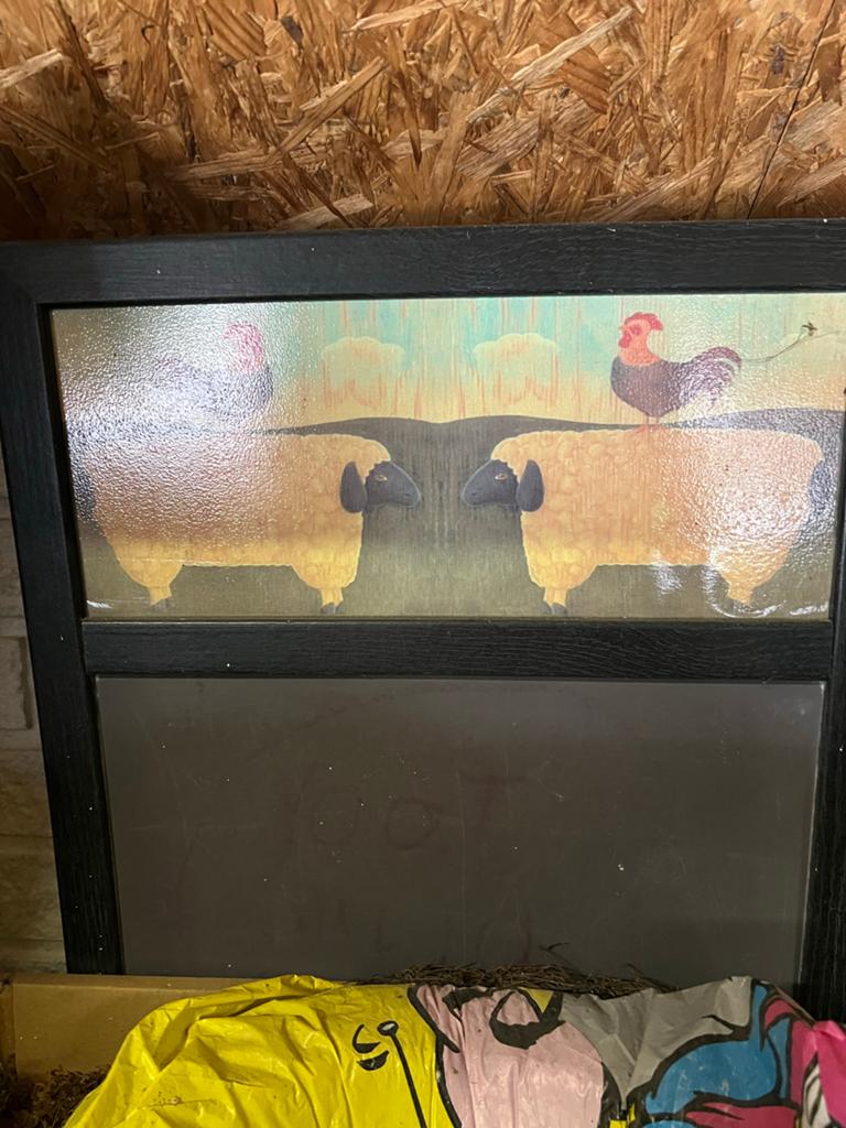 Landelijk krijtbord met schapen en hanen decoratie, Ophalen, Zo goed als nieuw