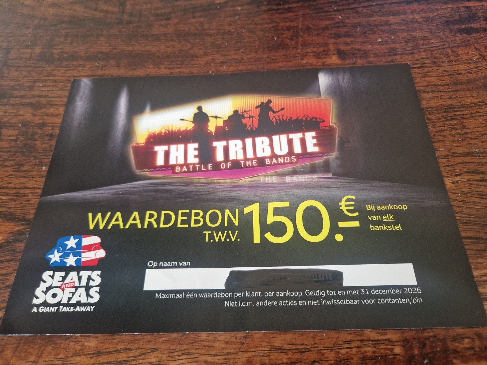 Waardebon van €150,00 Seats and Sofas, Tickets en Kaartjes, Eén persoon, Cadeaubon
