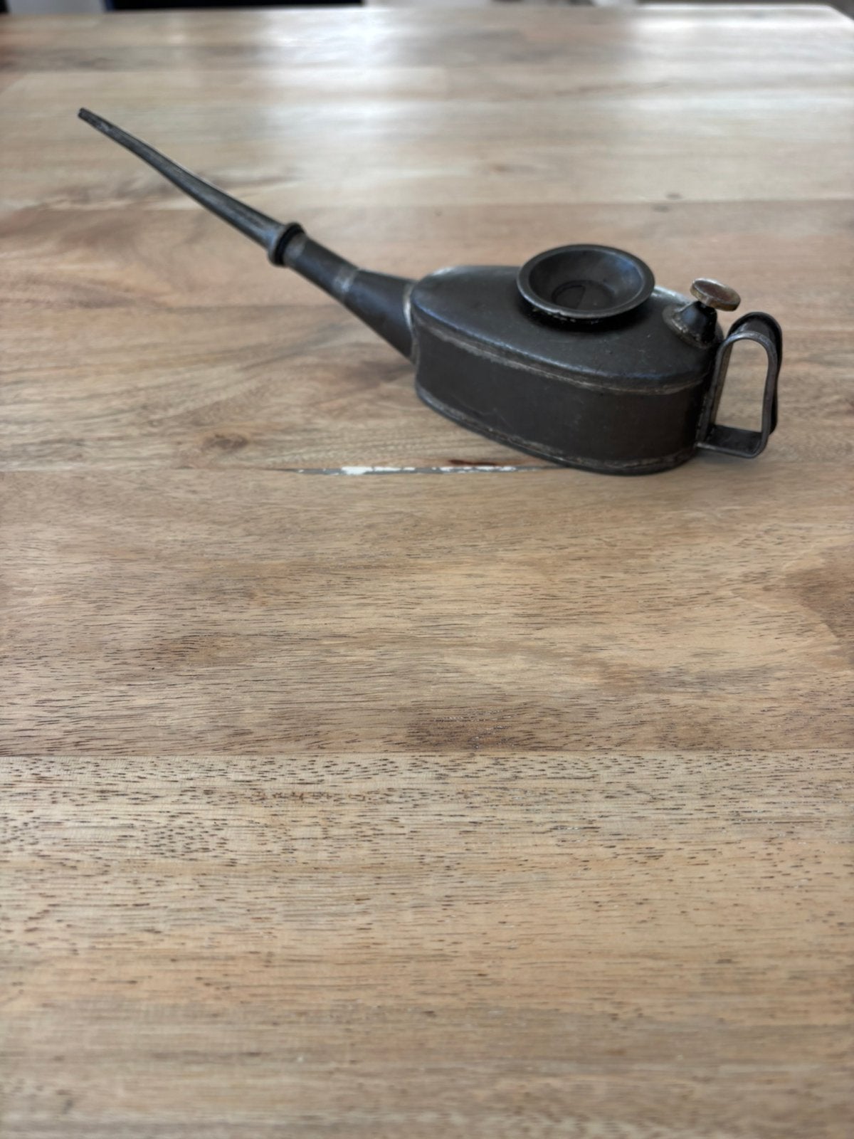Antiek bootvormig oliekannetje - zak oiler jaren '20/'30, Antiek en Kunst, Ophalen of Verzenden