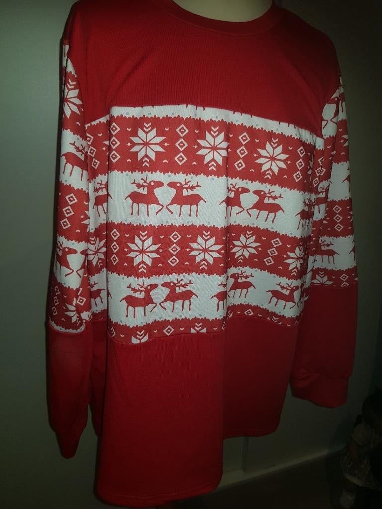 Nieuw: Sweatshirt rood met noors patroon maat Xl  44/46, Kleding | Dames, Ophalen of Verzenden, Nieuw, Maat 42/44 (L), Rood