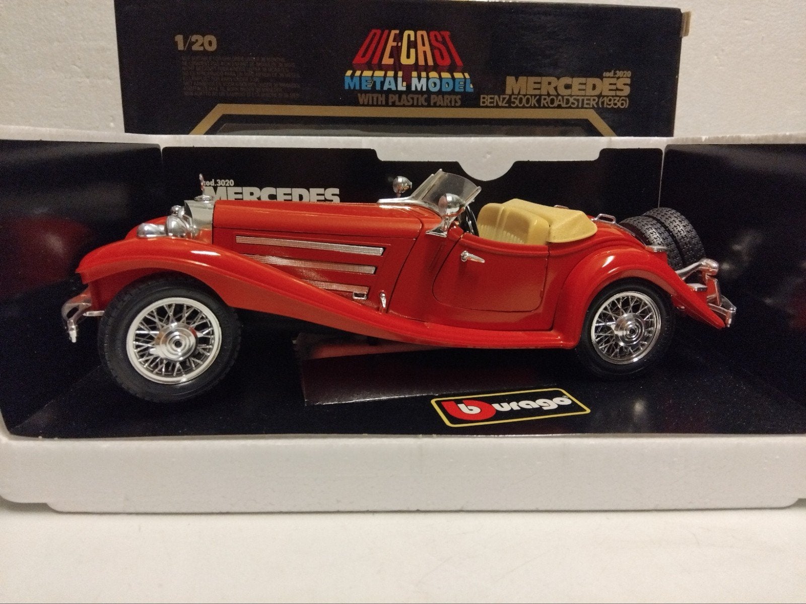 Mercedes Benz 500 K Roadster 1936 Bburago metal 1:18 KRD, Ophalen of Verzenden, Zo goed als nieuw, Auto, Overige merken
