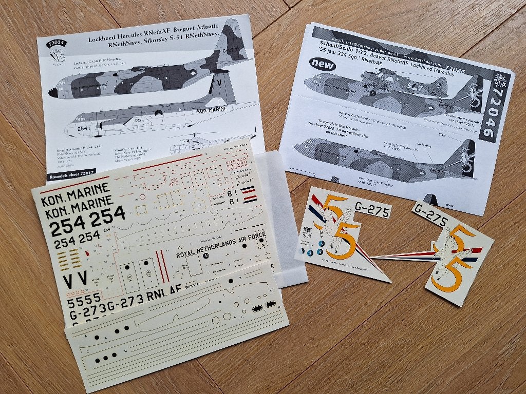 1:72 1/72 Dutch Decal sets 72025 – 72046 Hercules, Atlantic, Hobby en Vrije tijd, Modelbouw | Vliegtuigen en Helikopters, Overige merken