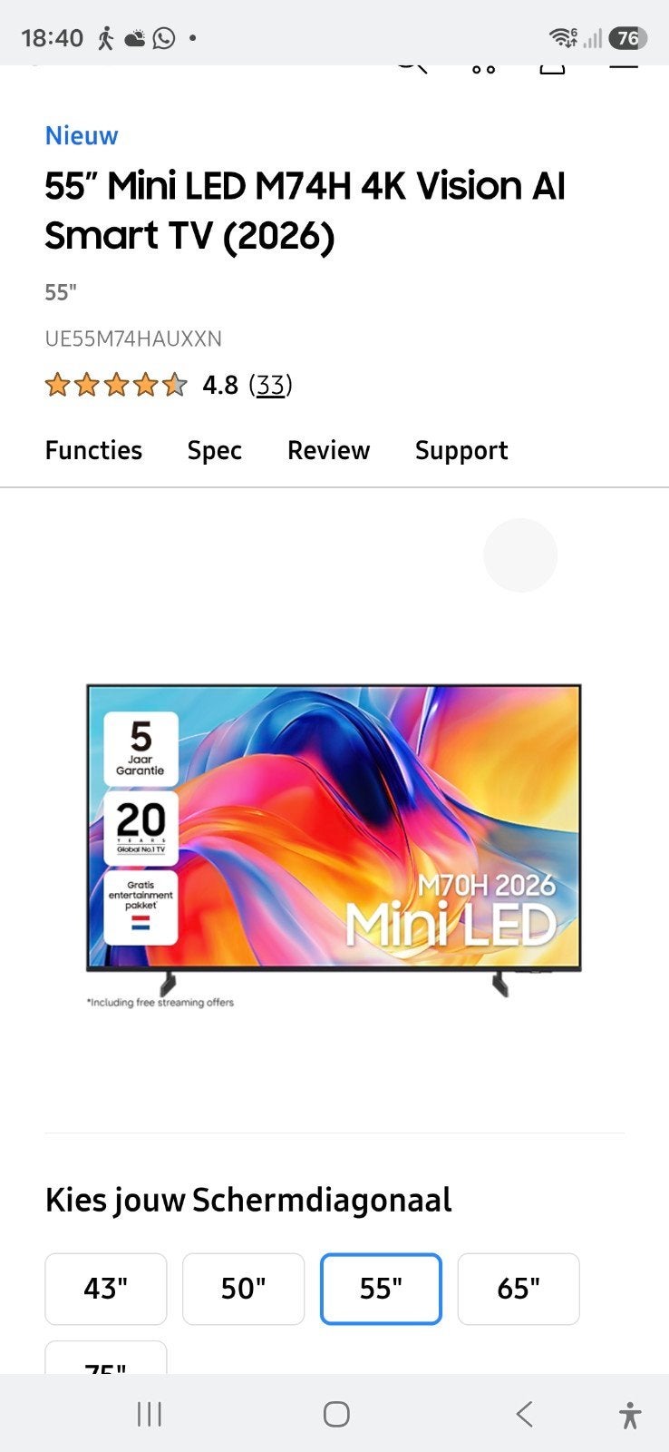 Samsung 55 inch Mini LED TV - Nieuw in doos, Audio, Tv en Foto, Televisies, Ophalen, LED, Nieuw, Samsung