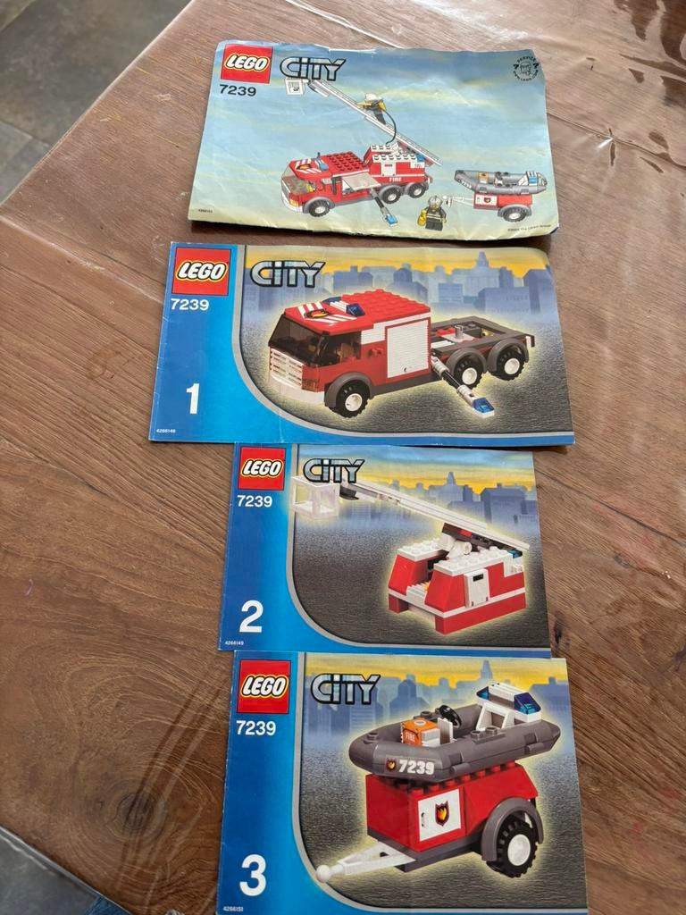 Lego city 7239 brandweer wagen, Ophalen of Verzenden, Gebruikt, Complete set, Lego