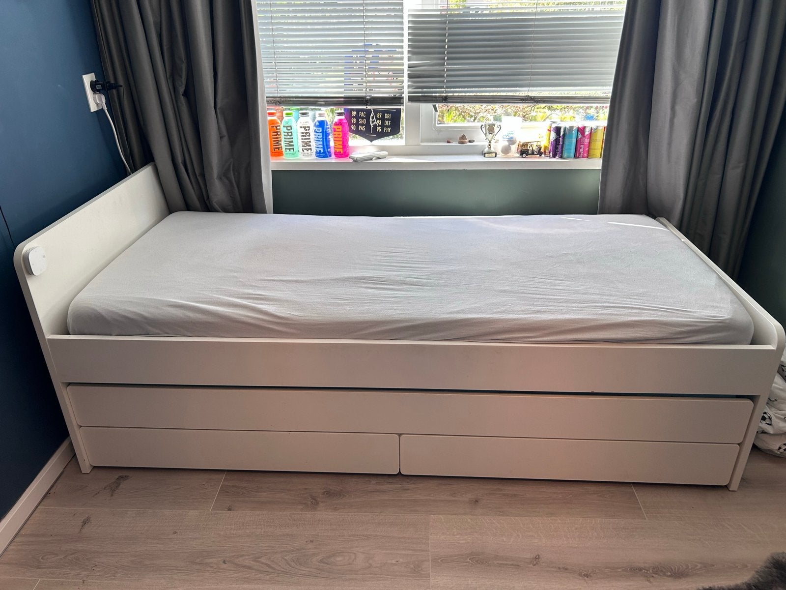 Ikea Släkt bed 90x200 cm met matrassen en lattenbodems, Ophalen, Gebruikt, 90 cm, Eenpersoons