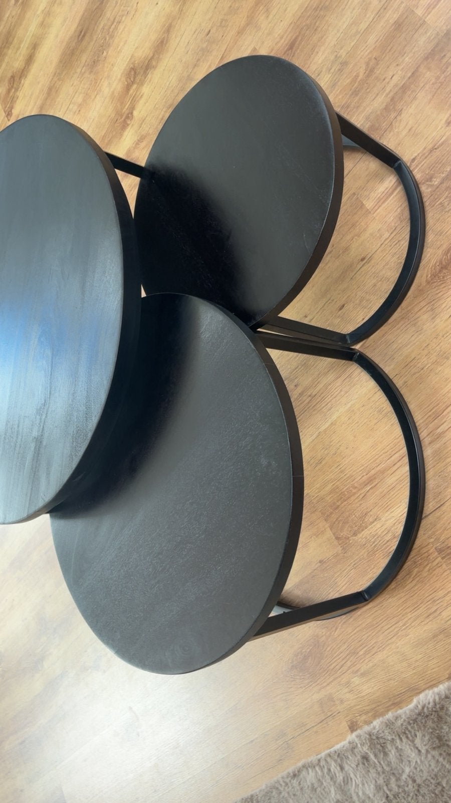 Salontafelset 3-delig – Mango hout van Goossens, Ophalen, Zo goed als nieuw, Rond, 50 tot 100 cm
