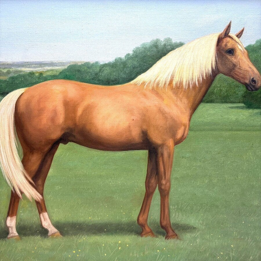 G.J. Adema (1898-1981), schilderij Palomino merrie, Antiek en Kunst, Kunst | Schilderijen | Klassiek, Ophalen of Verzenden