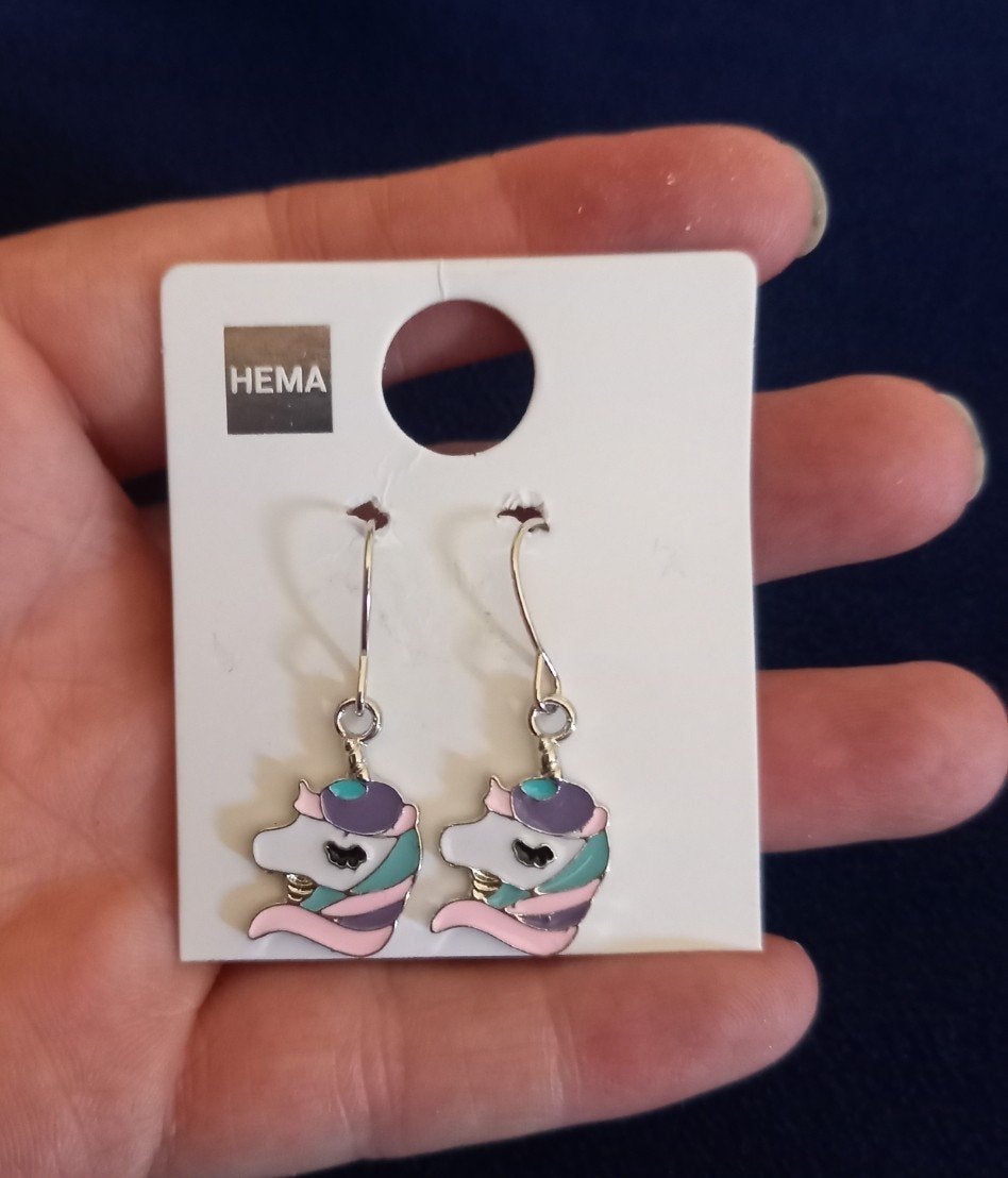 Nieuwe HEMA Eenhoorn Oorbellen - Paard Unicorn, Sieraden, Tassen en Uiterlijk, Overige materialen, Hangers, Overige kleuren, Nieuw