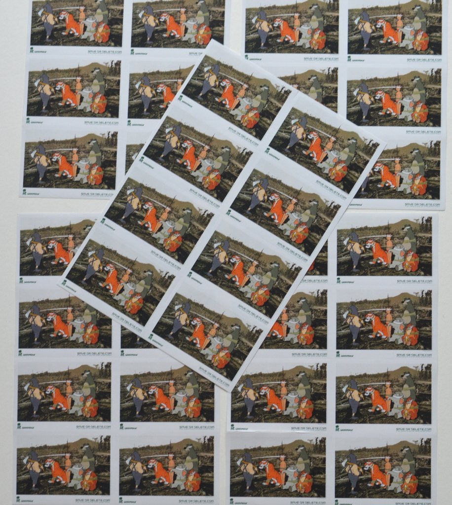 Green peace, 5 vellen stikkers door BANKSY., Ophalen of Verzenden, A1 t/m A3, Film en Tv