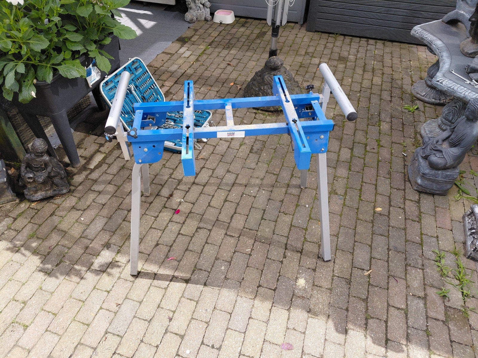 HBM zaagtafel voor afkortzaagmachine - verstelbaar, Doe-het-zelf en Verbouw, Gereedschap | Zaagmachines, Ophalen, Gebruikt, Afkortzaag