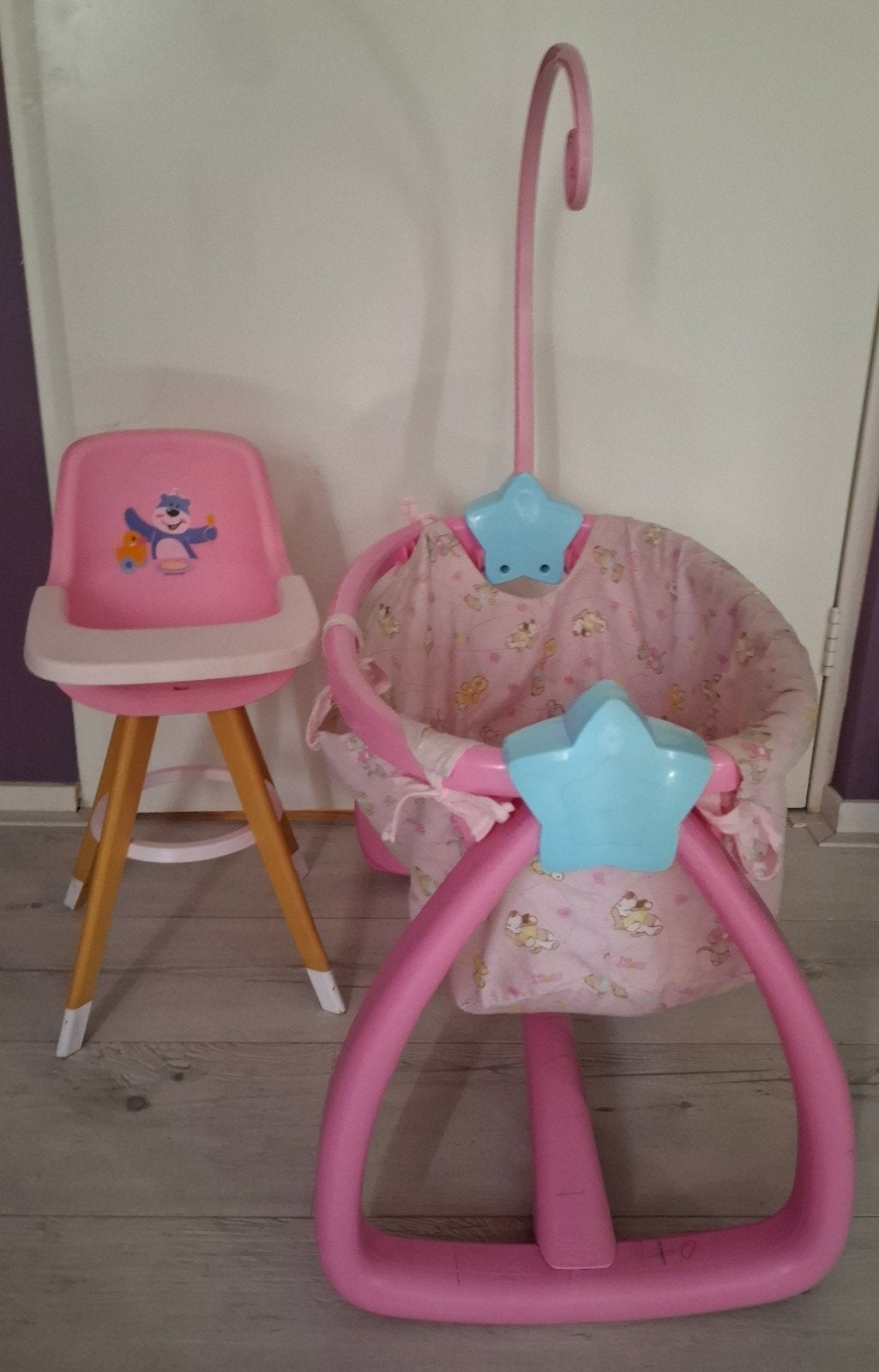 Wiegje en Baby Born Stoeltje, Ophalen, Gebruikt, Babypop