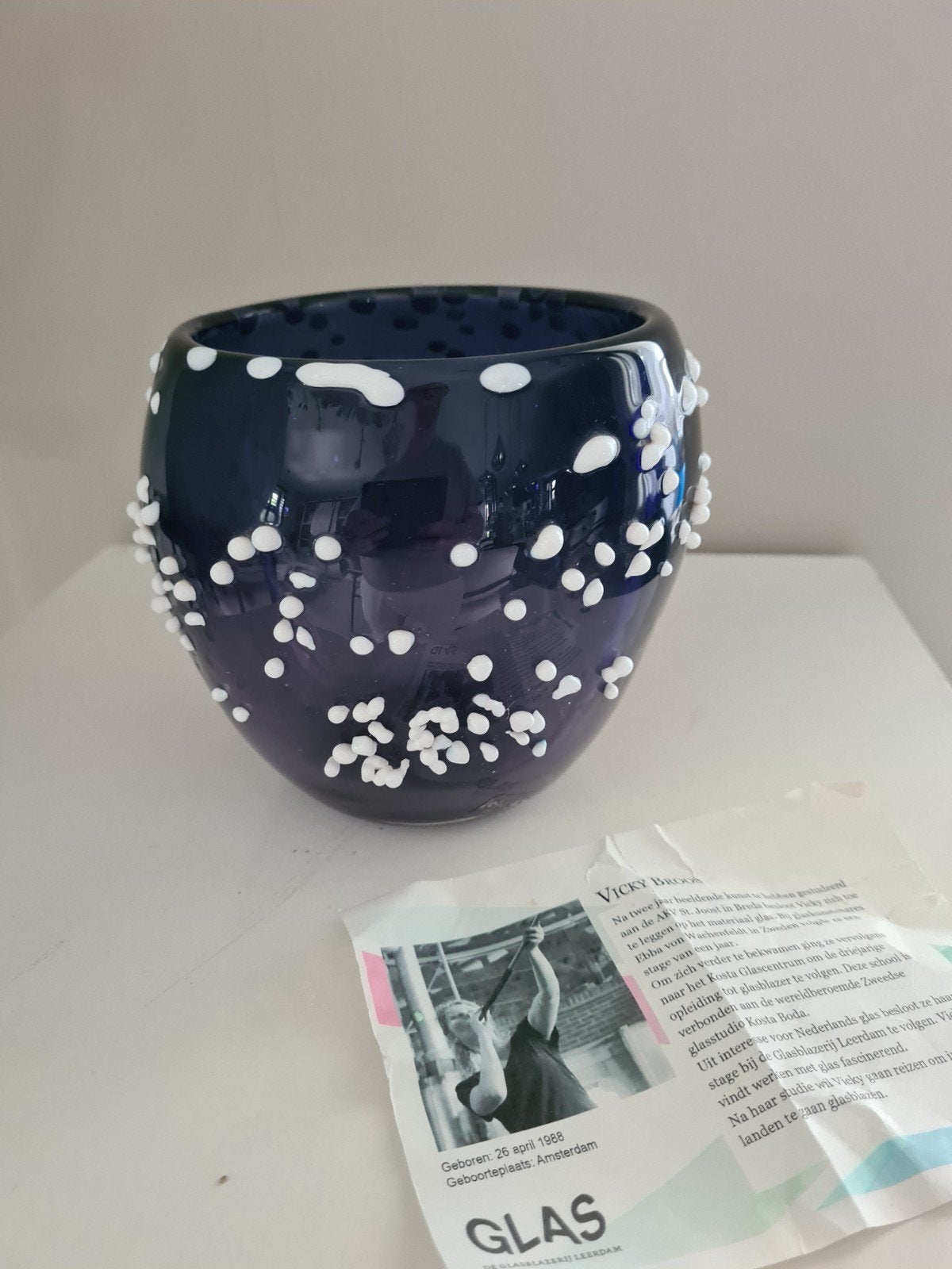 Unica Glaskunst Vaas Vicky Broos – Leerdam 2011 (Gesigneerd, Ophalen