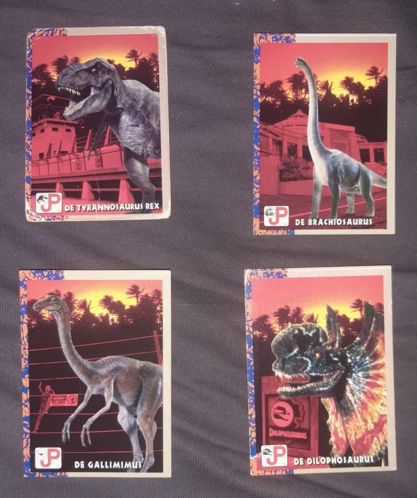 Topps Jurassic Park dino kaart kaarten, Verzenden, Zo goed als nieuw, Film, Overige typen