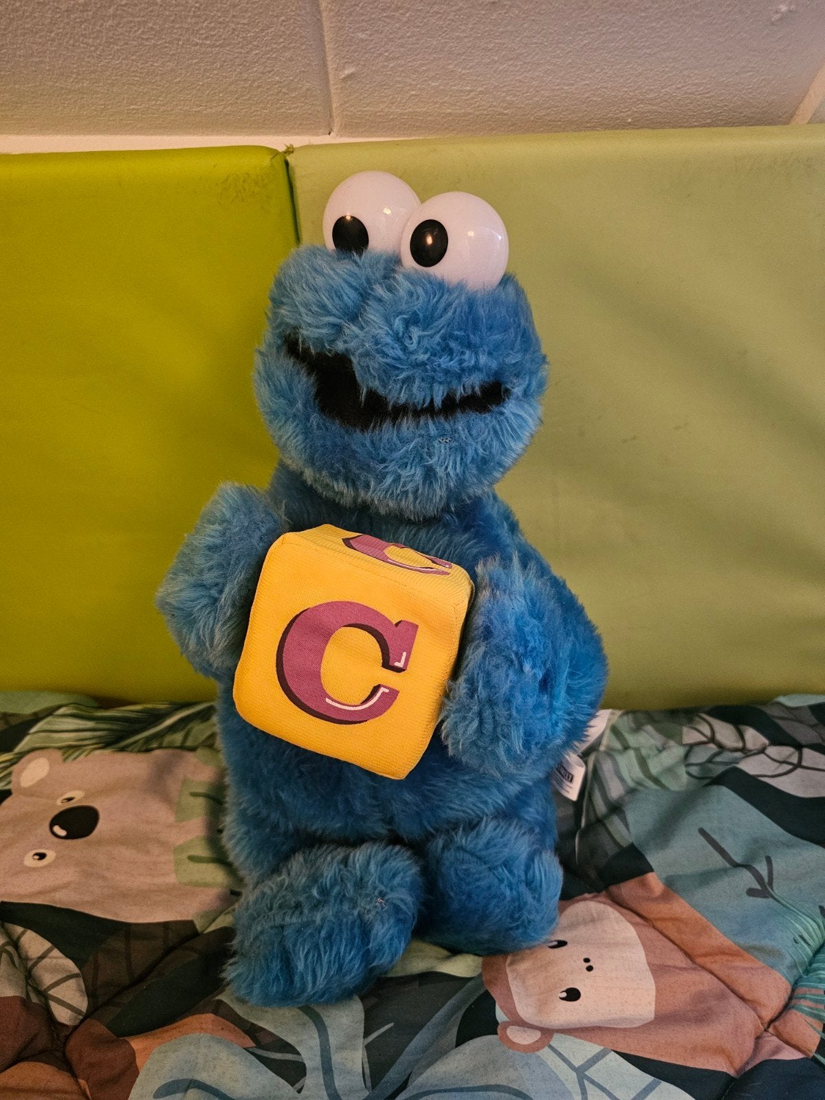 Koekiemonster knuffel met letter C blokje, Kinderen en Baby's, Overige merken, Overige karakters, Overige typen, Blauw