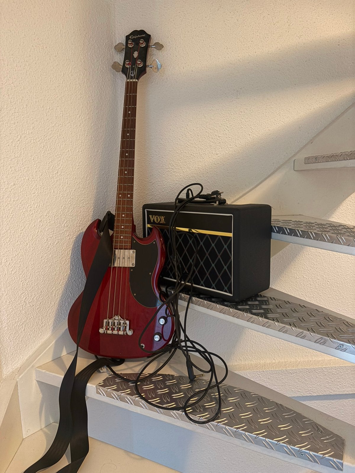 Epiphone eb-0 + VOX pathfinder 10 bas, Ophalen of Verzenden, Gebruikt, Elektrisch