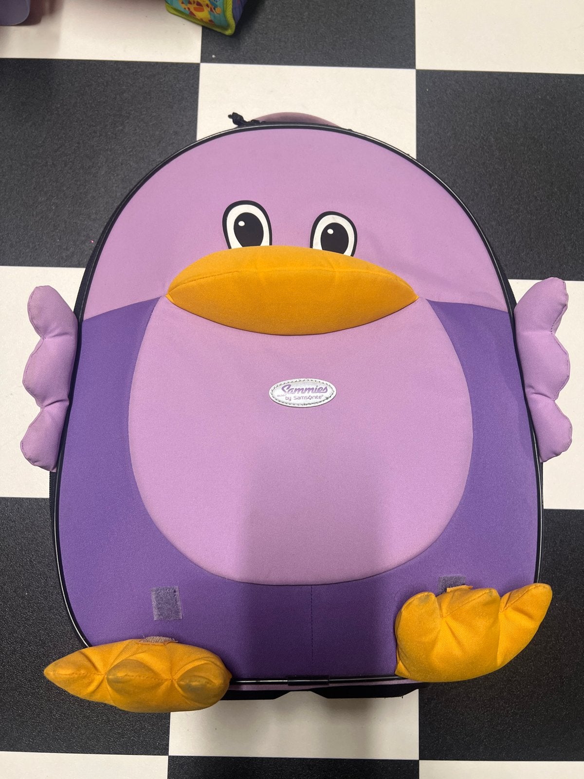 Sammies by Samsonite Kindertrolley Pinguïn - Zeer goede staa, Ophalen, Zo goed als nieuw, Paars, Uitschuifbare handgreep