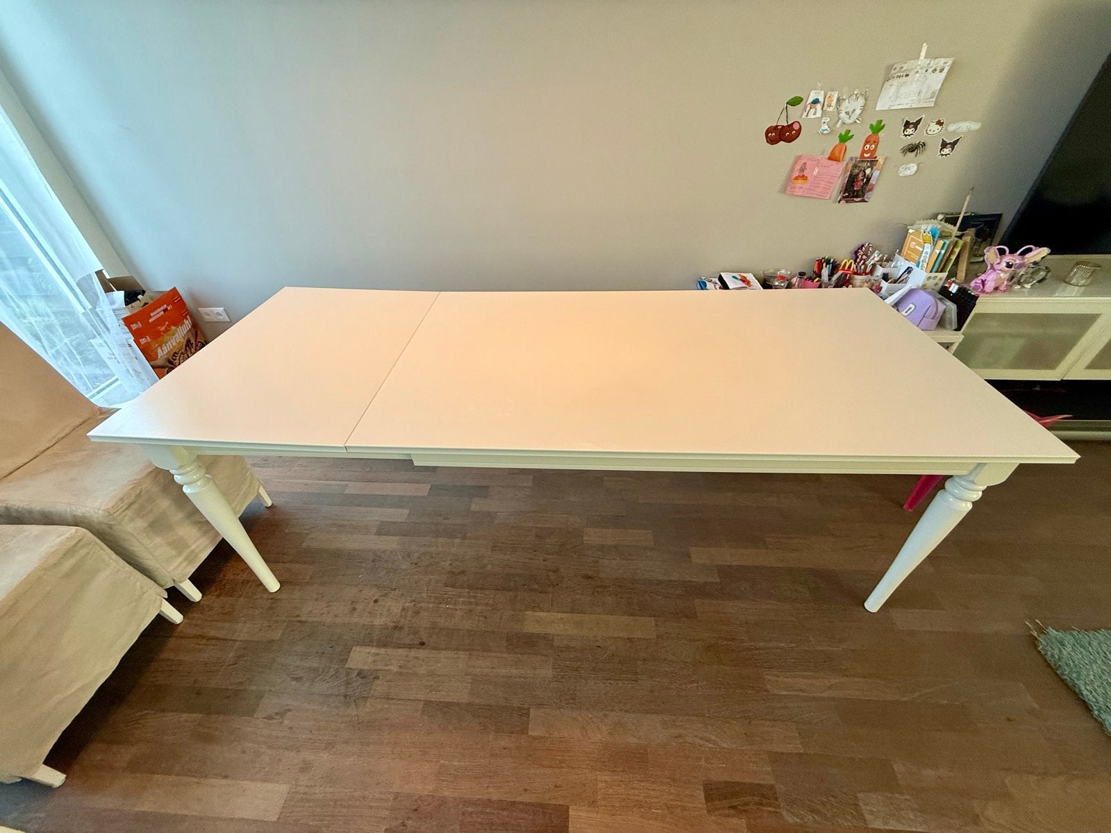 Ingatorp uitschuifbare tafel wit met 6 stoelen, Ophalen, Gebruikt, 50 tot 100 cm, Vijf personen of meer