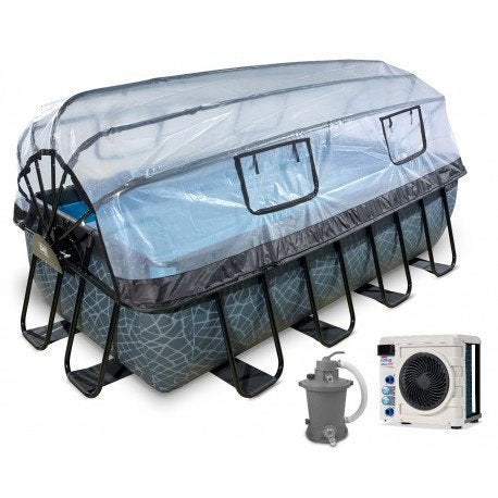 EXIT zwembad 540x250x122cm met zandfilter, warmtepomp en kap, Tuin en Terras, Zwembaden, 200 tot 300 cm, Zo goed als nieuw, Rechthoekig
