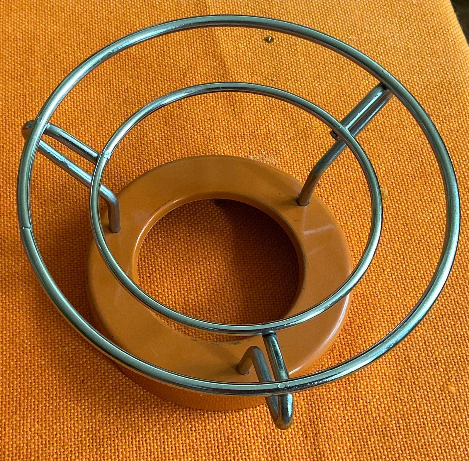 Vintage onderstel voor fondueset - Oranje/Chroom, Witgoed en Apparatuur, Fonduesets, Ophalen of Verzenden, Gebruikt, Brander, Fondue-accessoires