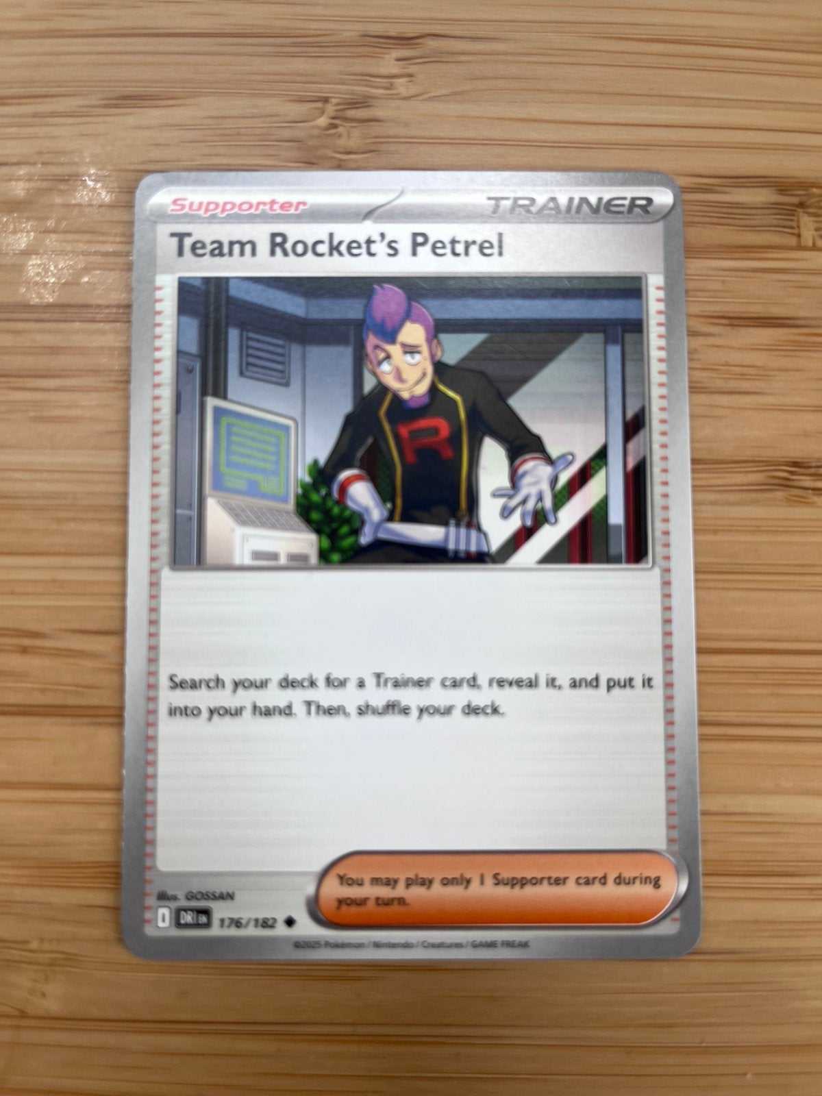 Pokémon TCG: Team Rocket's Petrel Supporter Kaart, Ophalen of Verzenden, Zo goed als nieuw, Losse kaart