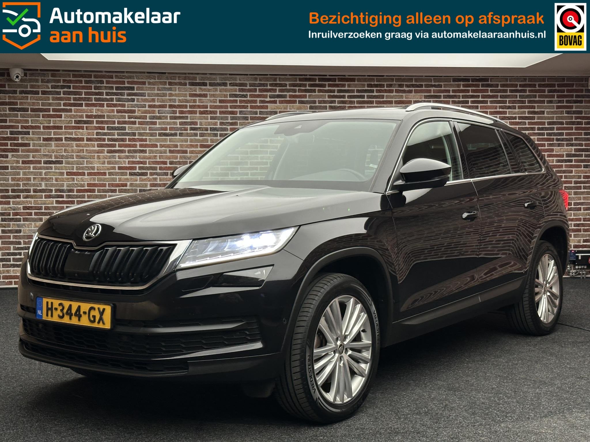 Skoda Kodiaq 2.0 TSI 4x4 Sportline 7p. DAK CANTON LEDER TREK, Automaat, Gebruikt, Zwart, 14 km/l