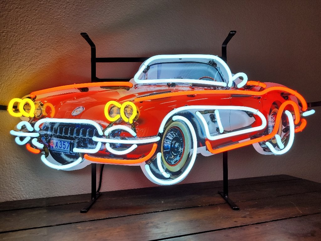 Corvette neonverlichting auto neon lamp fifties sixties, Verzamelen, Merken en Reclamevoorwerpen, Ophalen, Zo goed als nieuw, Lichtbak of (neon) lamp