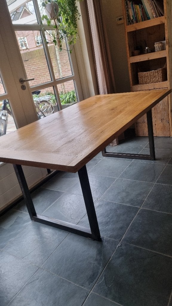 keukentafel, Huis en Inrichting, Tafels | Eettafels, Ophalen, Teakhout, 50 tot 100 cm, Zo goed als nieuw