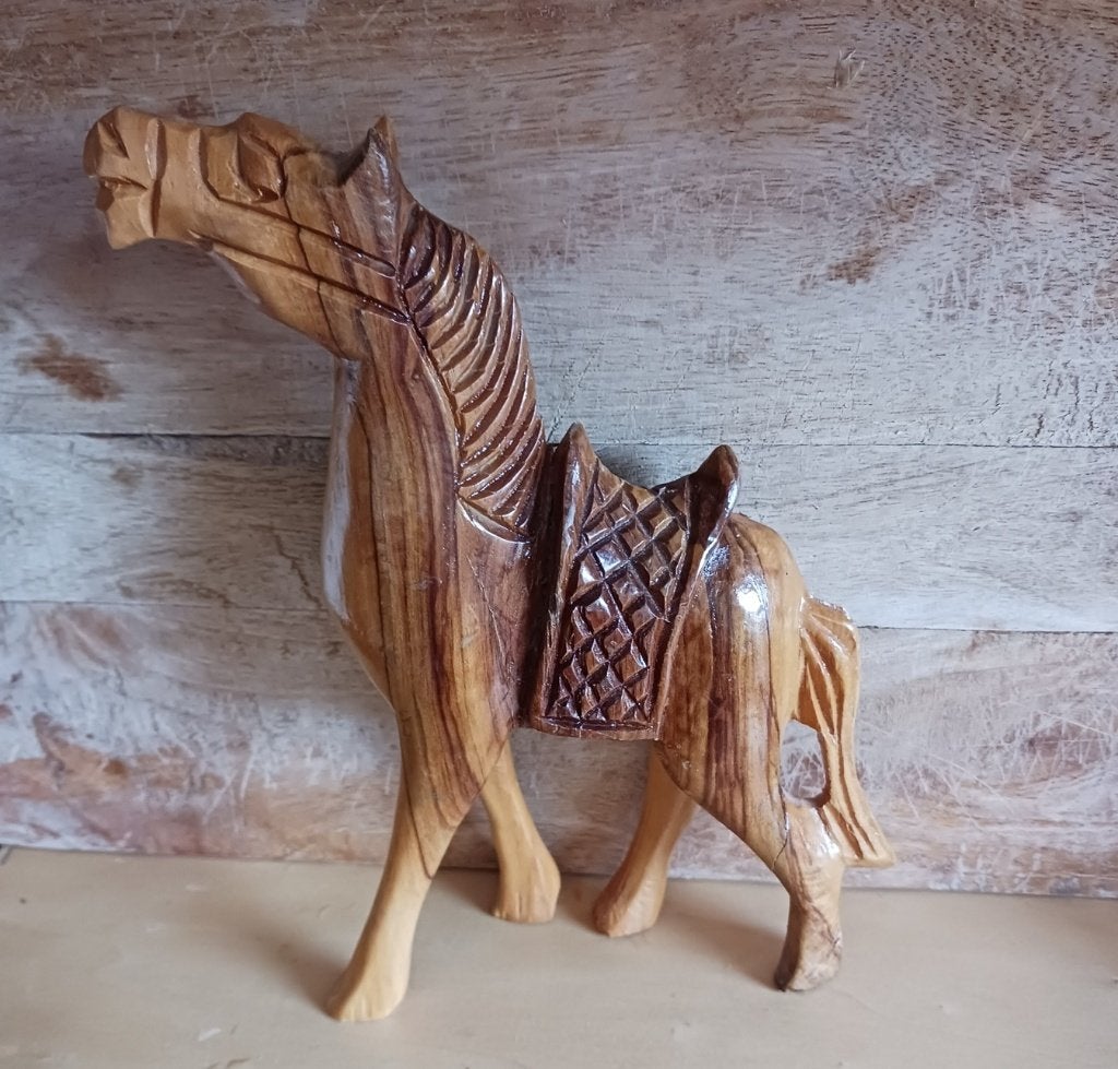 Paard houtsnijwerk, Antiek en Kunst, Ophalen of Verzenden, Beeld, Hout, Bruin