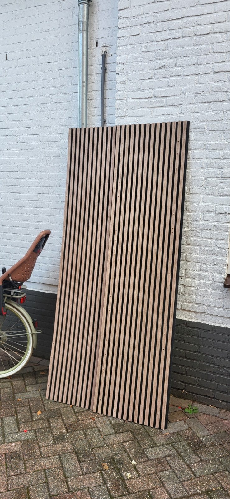 Houten wandpanelen - Akupanel stijl, Huis en Inrichting, Woonaccessoires | Wanddecoraties, Ophalen, Gebruikt, Hout, Bruin