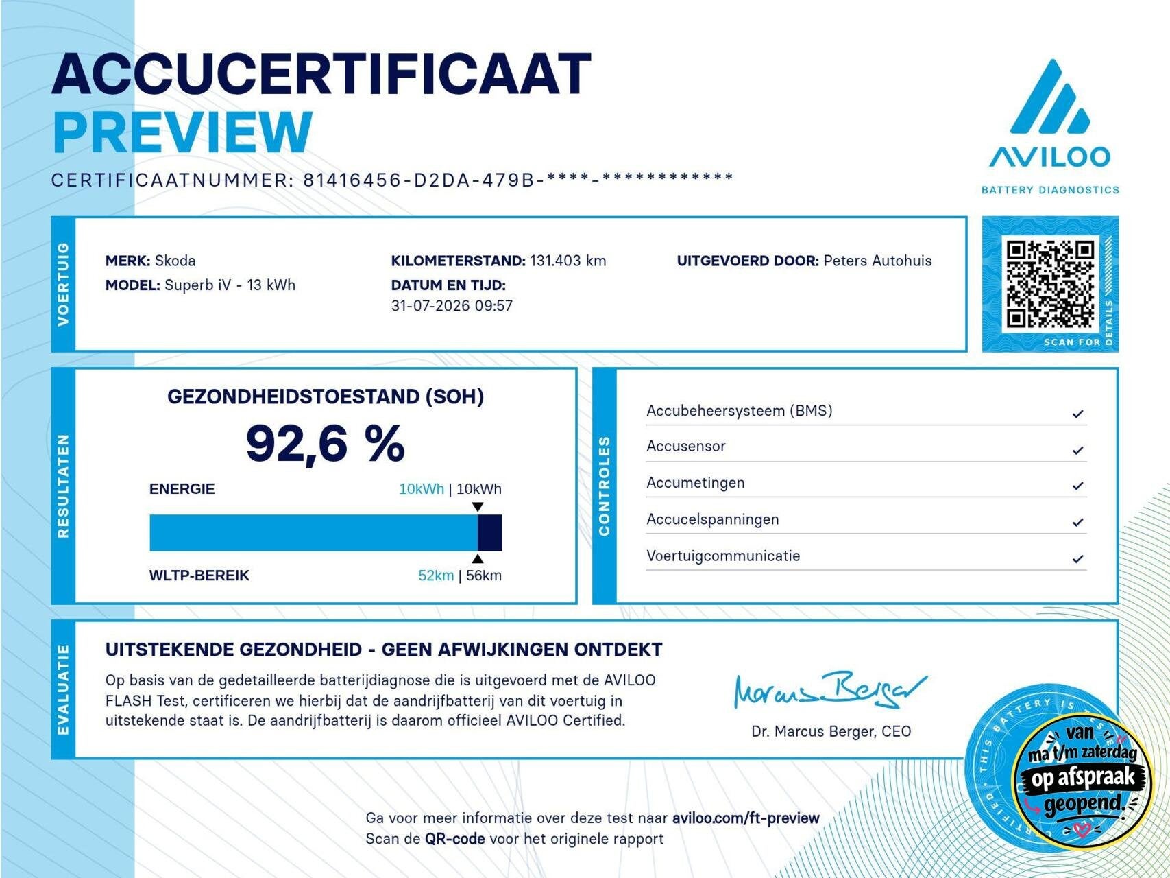 Skoda Superb 1.4 TSI iV Business Edition| 1e eig.| SOH 92.6%, 12 maanden, Gebruikt, 4 cilinders, Hybride Elektrisch/Benzine