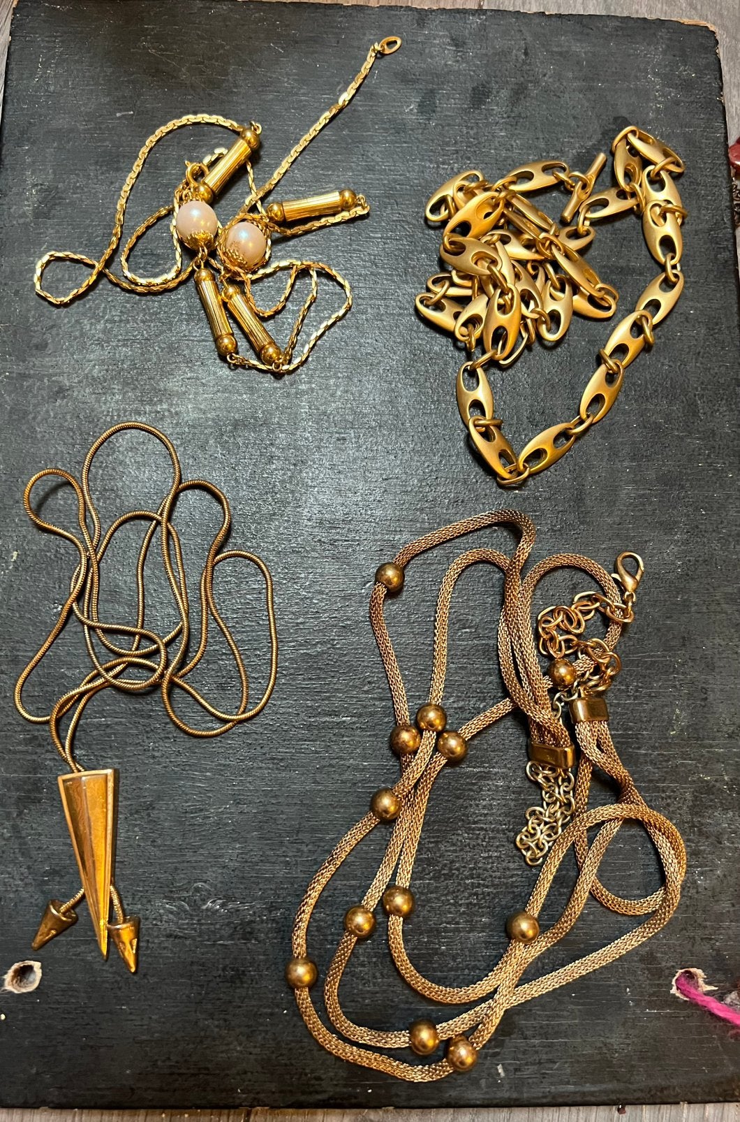 Vintage vergulde goudklr ketting schakelketting parelketting, Ophalen of Verzenden, Zo goed als nieuw, Goud, Overige materialen