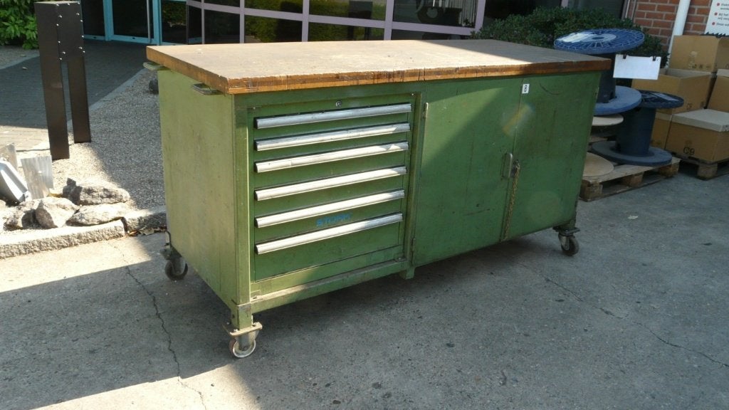 Verrijdbare werkbank met houten blad 2000x800x1040mm, Ophalen, Gebruikt
