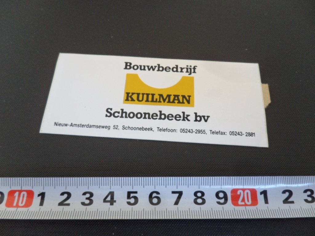 sticker Schoonebeek Bouwbedrijf KUILMAN bv, Ophalen, Zo goed als nieuw