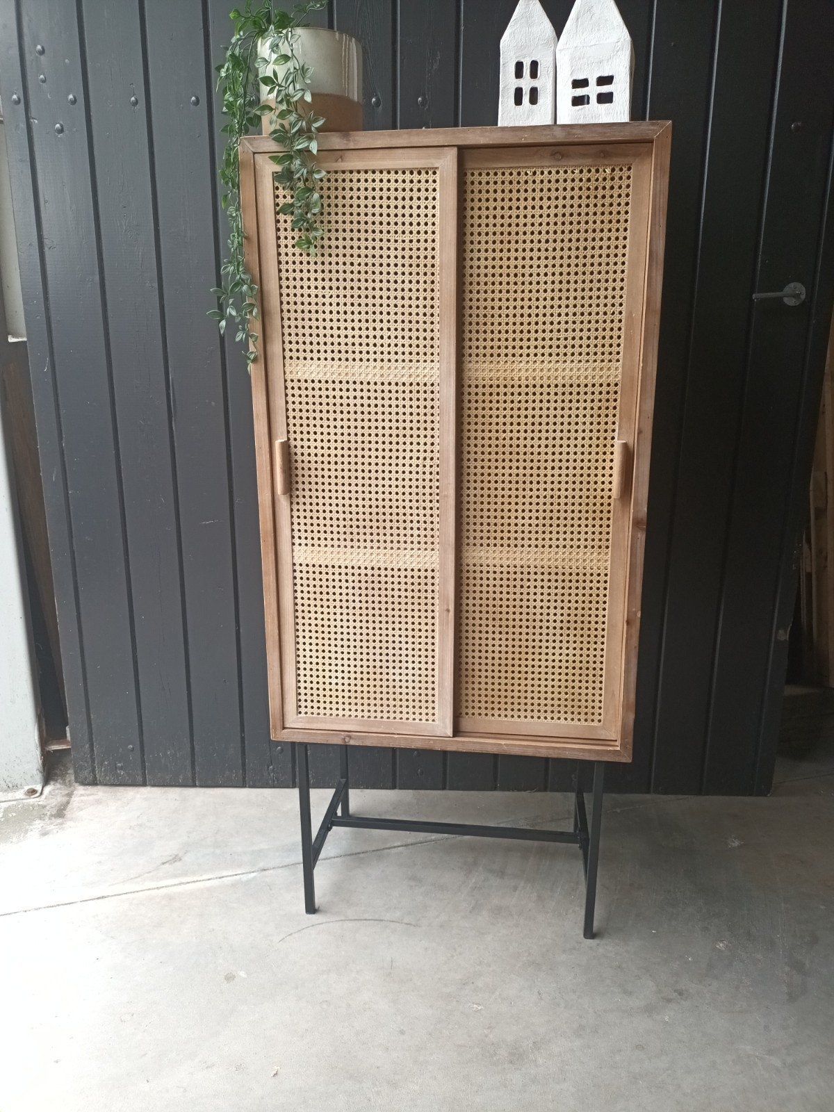 Rotan Webbing Kast met Schuifdeuren - 150x70x40 cm, Ophalen, Overige materialen, 50 tot 100 cm, 25 tot 50 cm