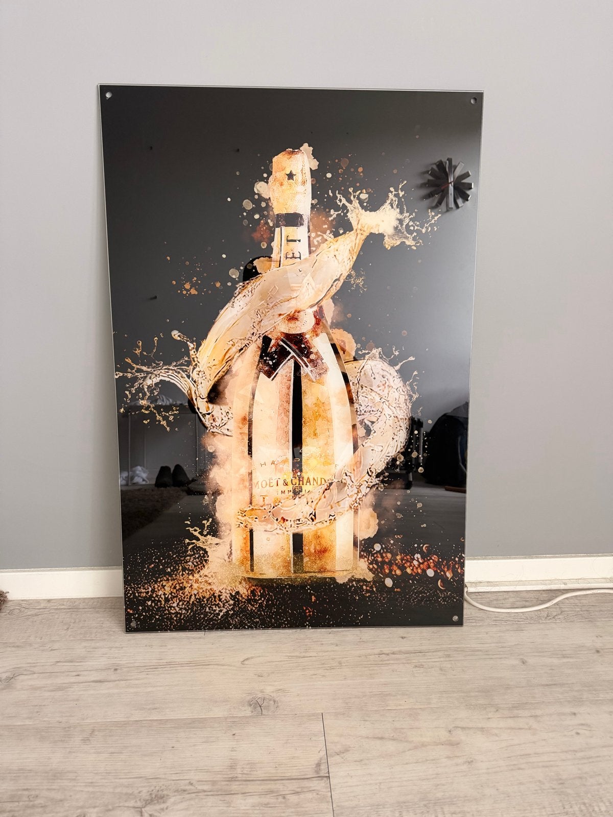 Plexiglas Moët & Chandon Champagne Kunstwerk 90x60cm, Ophangklaar, Overig onderwerp, Kunststof, Ophalen of Verzenden