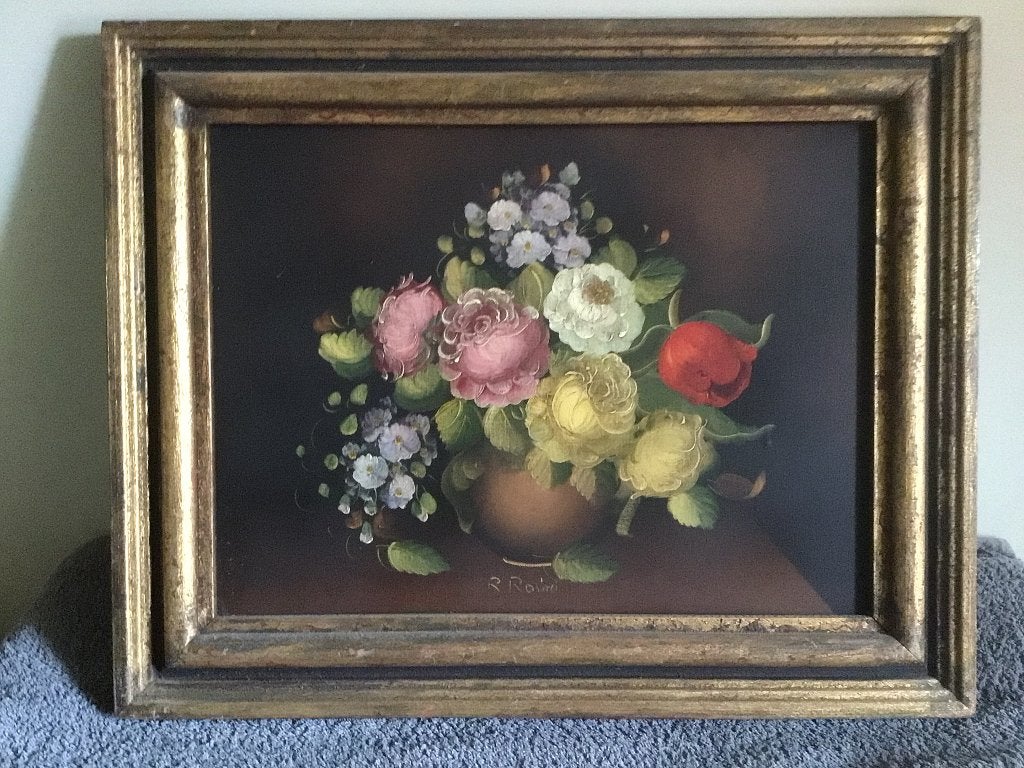 Antiek olieverf schilderij, Ophalen of Verzenden, Bloemen