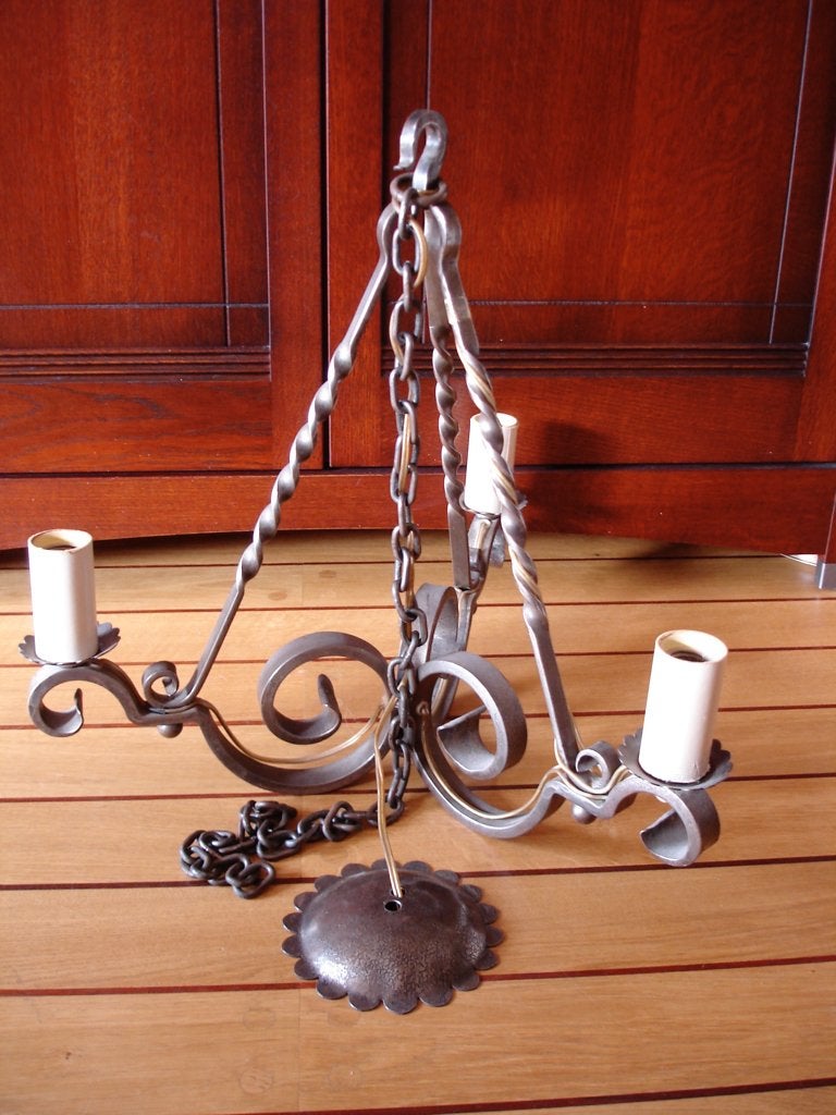 Smeedijzeren hanglamp, Huis en Inrichting, Lampen | Hanglampen, Ophalen, Zo goed als nieuw, Metaal, Klassiek