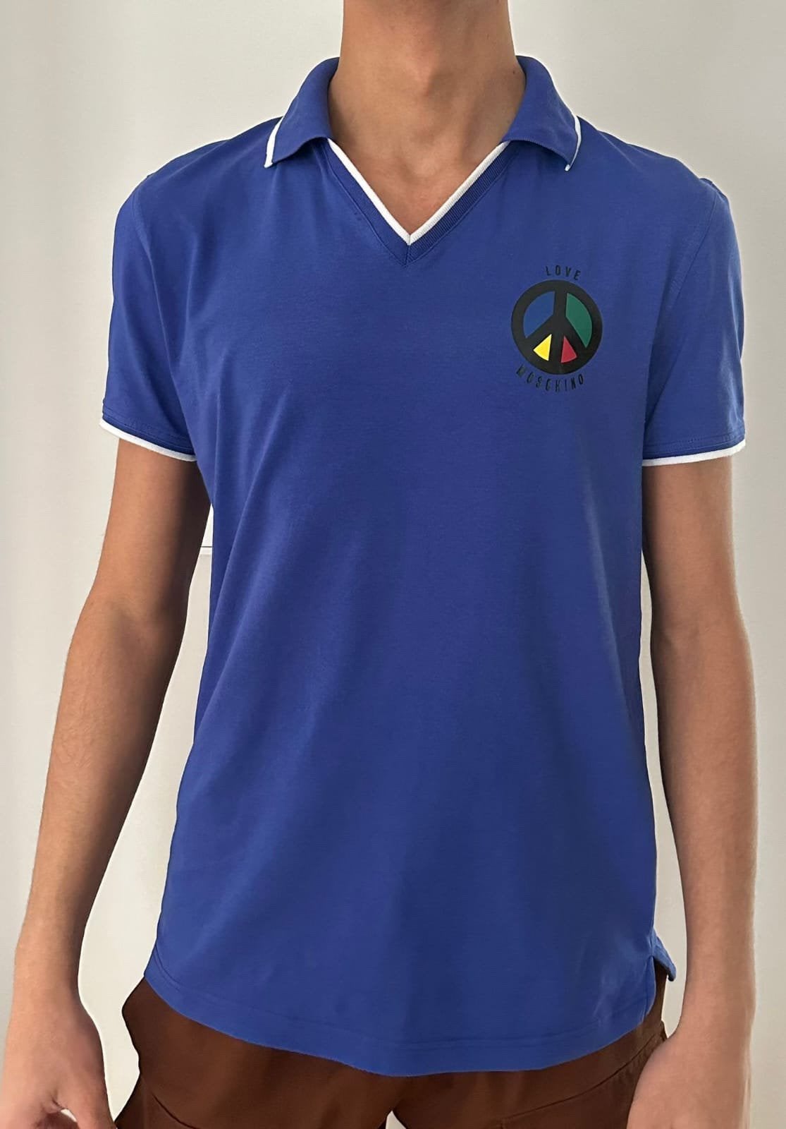 Love Moschino polo. Maat L, Ophalen of Verzenden, Zo goed als nieuw, Maat 52/54 (L), Blauw
