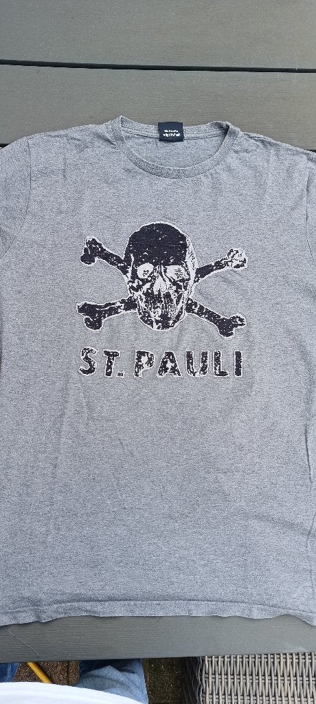 T-shirt FC Sankt Pauli - grijs met doodshoofd - XL, Maat 56/58 (XL), Ophalen of Verzenden, Voetbal, Grijs