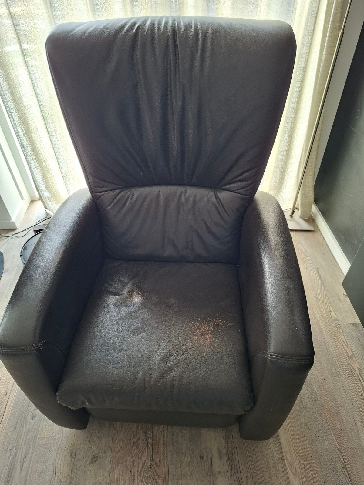 Degelijke electische leren fauteuil stoel, Huis en Inrichting, Ophalen, Gebruikt, 75 tot 100 cm
