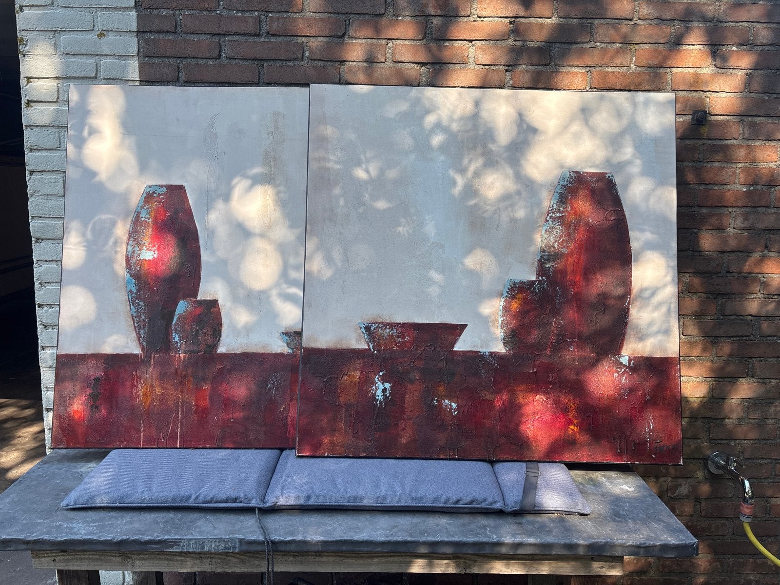 2 Bijpassende Schilderijen Fiore, Antiek en Kunst, Ophalen