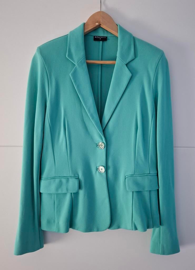 Mooie groene blazer in stretcretchjersey Expresso maat 38, Maat 38/40 (M), Expresso, Ophalen of Verzenden, Zo goed als nieuw