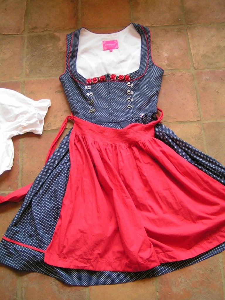 dirndl jurk schort en blouse mt 34 nr TT 1189, Carnaval, Verzenden, Zo goed als nieuw, Kleding
