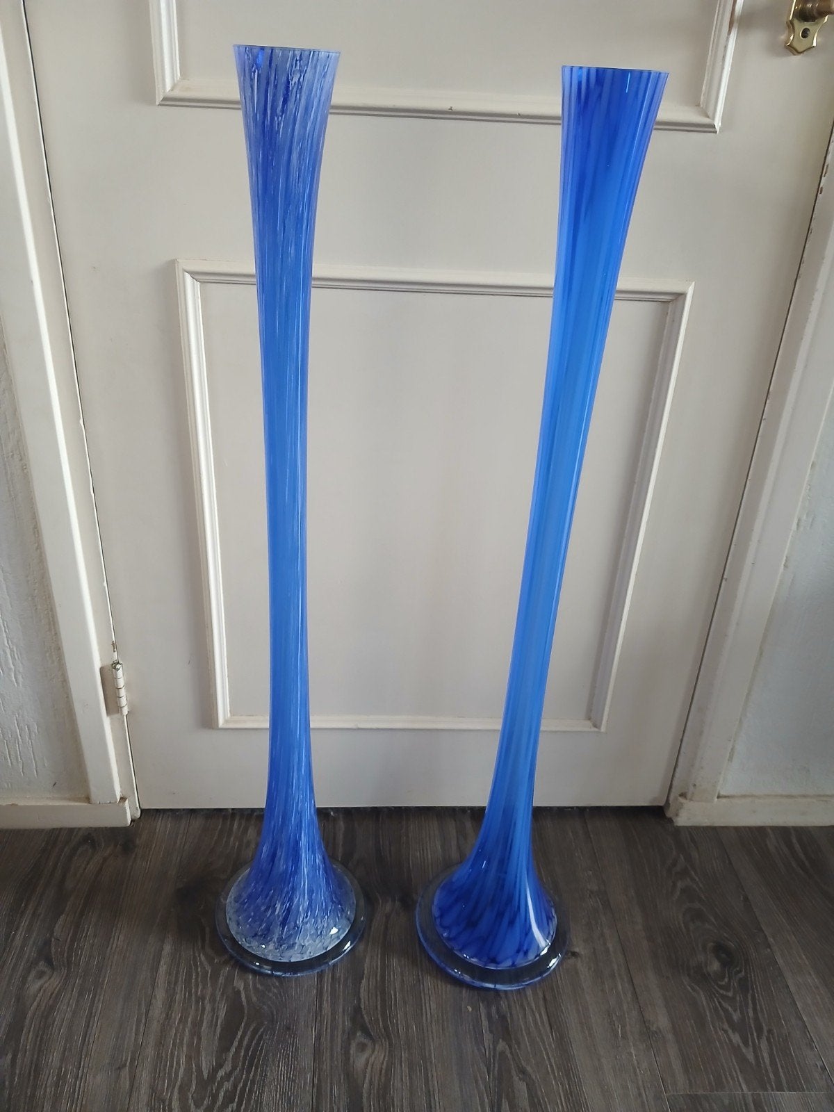 blauwe soliflore vazen lelie vazen glashuys Breda vintage, Huis en Inrichting, Ophalen