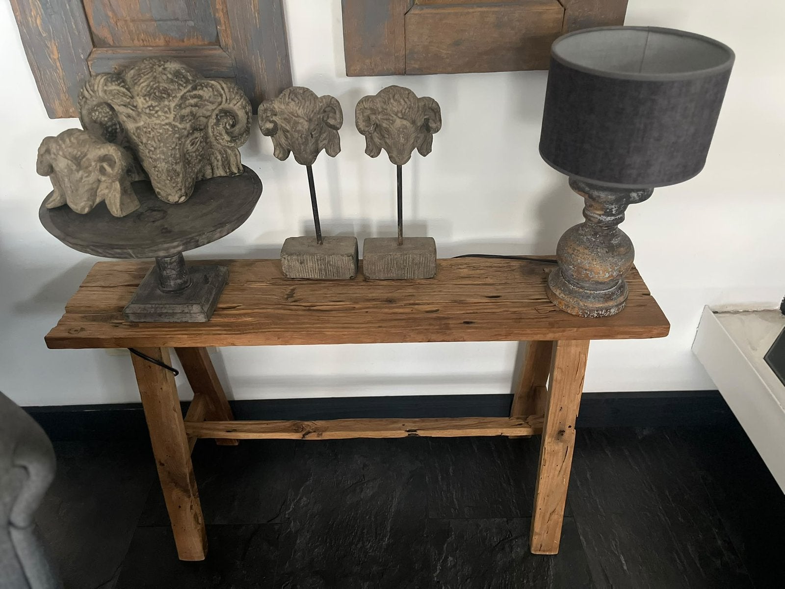 Complete Landelijke Woondecoratieset – Houten Sidetable, Huis en Inrichting, Ophalen, Zo goed als nieuw, 25 tot 50 cm, Rechthoekig