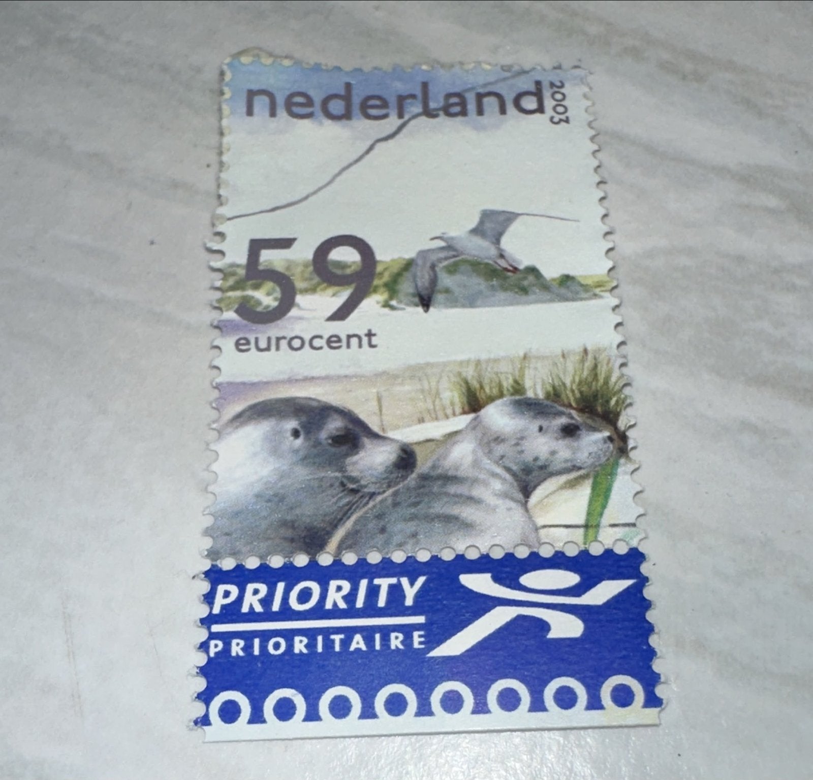 Nederland postzegel 2003 - Zeehonden en meeuw, Ophalen of Verzenden, Na 1940, Gestempeld