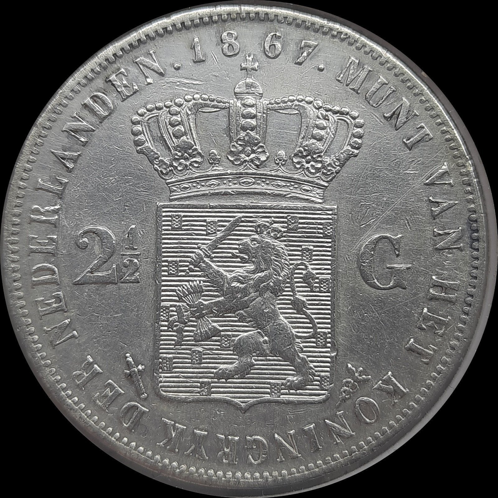 rijksdaalder 1867 Willem 3, Postzegels en Munten, Ophalen of Verzenden, Koning Willem III, 2½ gulden