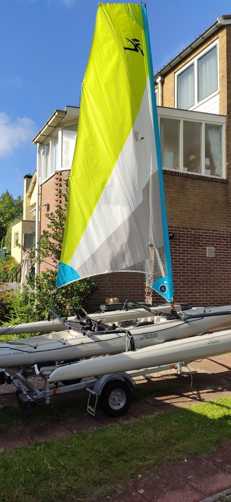 Hobie Adventure Island 2018+spinnaker+wegtrailer+afdekzeil, Ophalen, Eén persoon, Met peddels, Overige typen